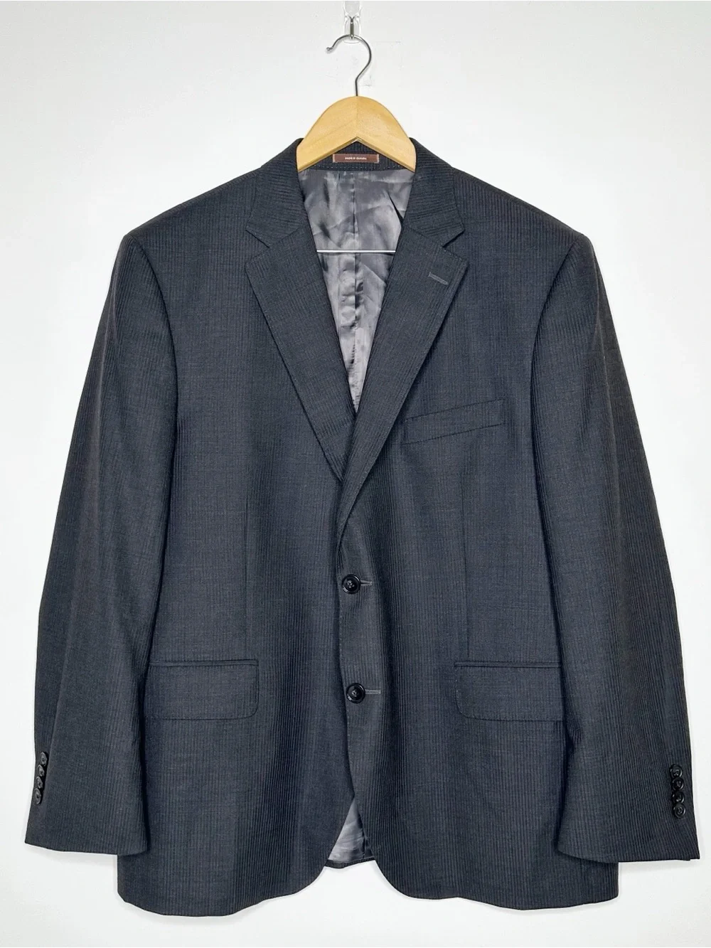 Peter Millar 100% Wool Black Herringbone Blazer Suit Jacket 44S